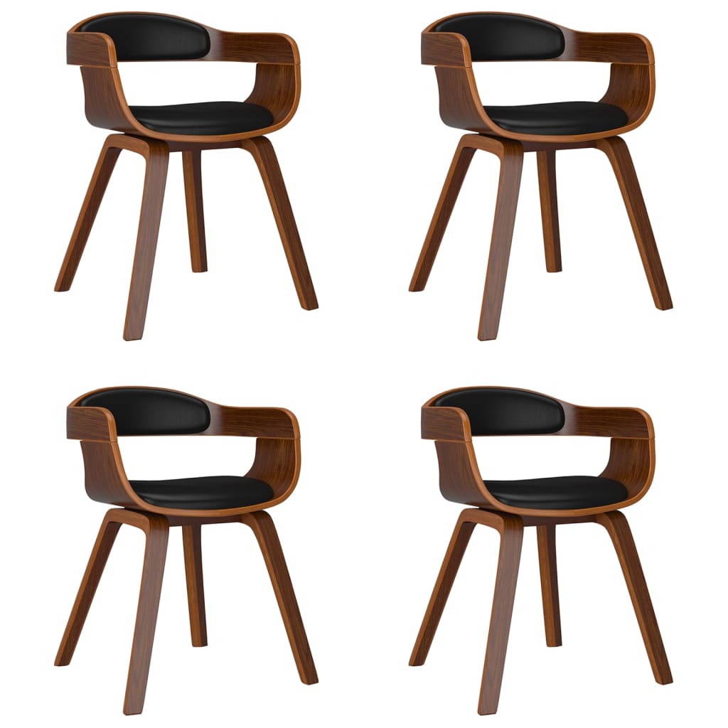 Eetkamerstoelen 4 st gebogen hout en kunstleer zwart - AllerleiShop