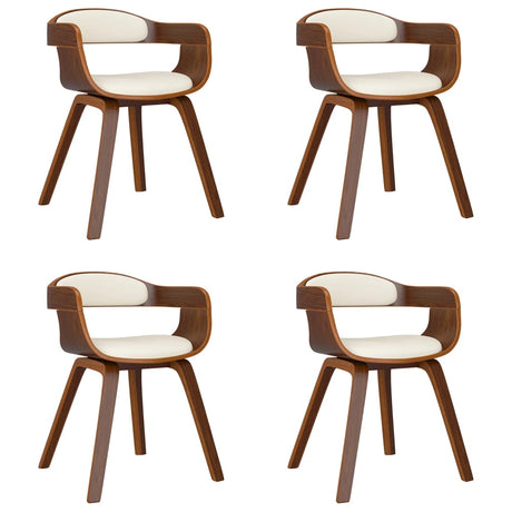 Eetkamerstoelen 4 st gebogen hout en kunstleer crèmekleurig - AllerleiShop