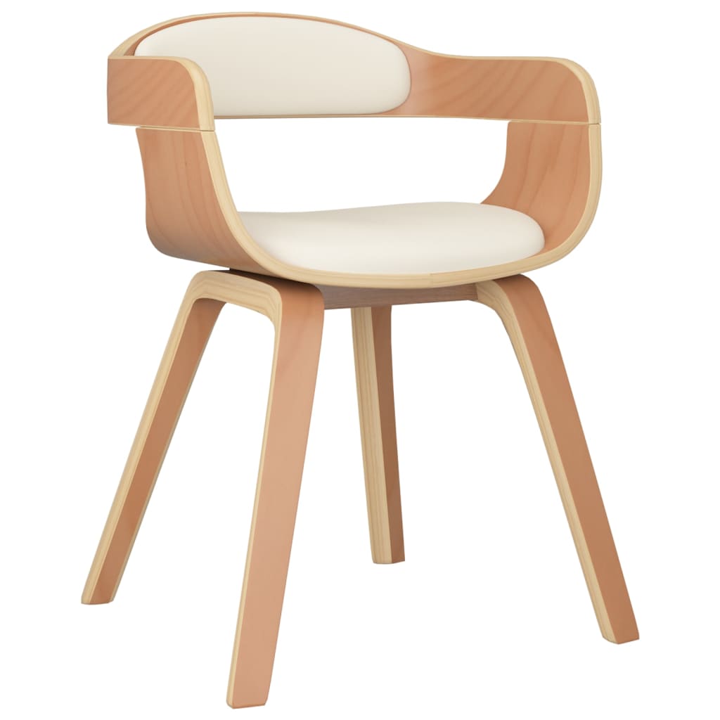 Eetkamerstoelen 6 st gebogen hout en kunstleer crèmekleurig - AllerleiShop