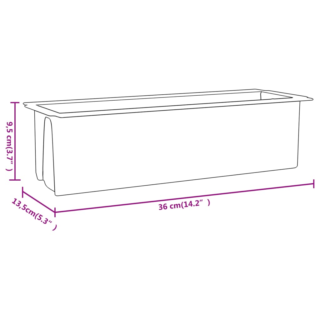 Bloembakken voor europallets 12 st 36x13,5x9,5 cm PP grijs