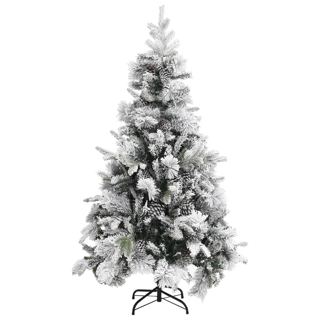 Kerstboom met dennenappels en sneeuw 195 cm PVC en PE - AllerleiShop