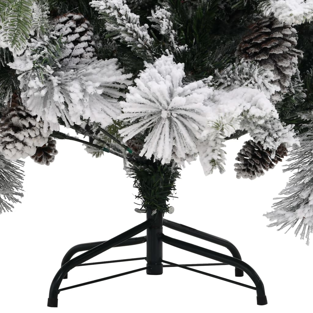 Kerstboom met dennenappels en sneeuw 195 cm PVC en PE - AllerleiShop