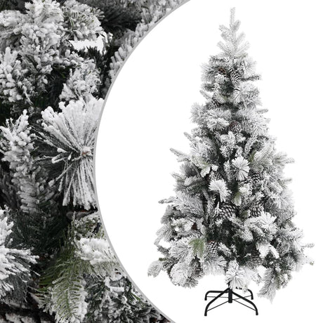 Kerstboom met dennenappels en sneeuw 225 cm PVC en PE - AllerleiShop