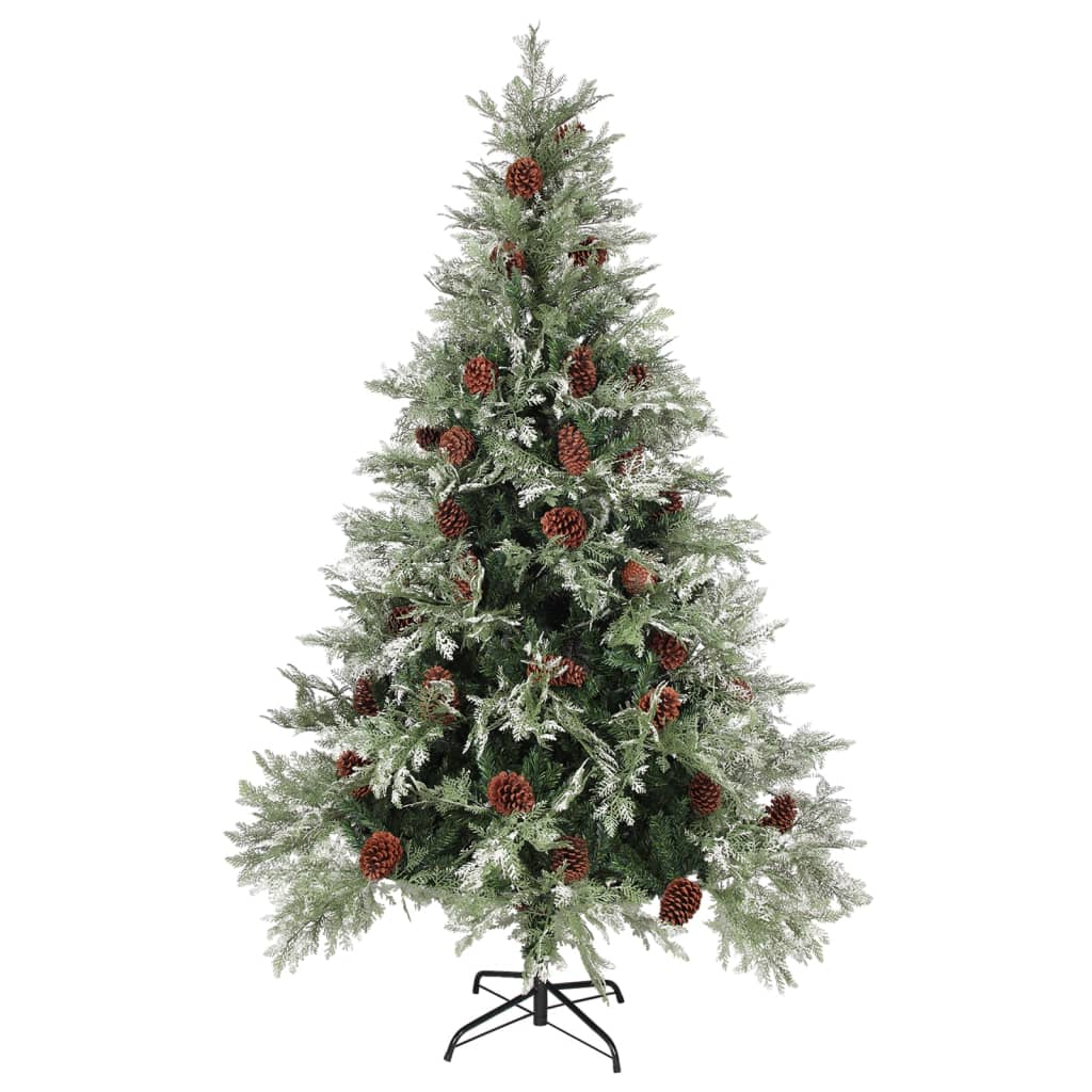 Kerstboom met dennenappels 120 cm PVC en PE groen en wit - AllerleiShop