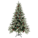 Kerstboom met dennenappels 120 cm PVC en PE groen en wit - AllerleiShop