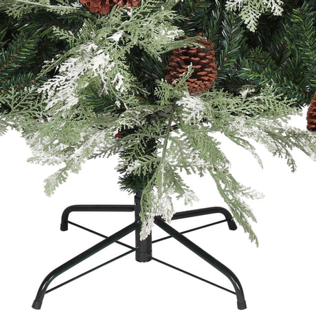 Kerstboom met dennenappels 120 cm PVC en PE groen en wit - AllerleiShop