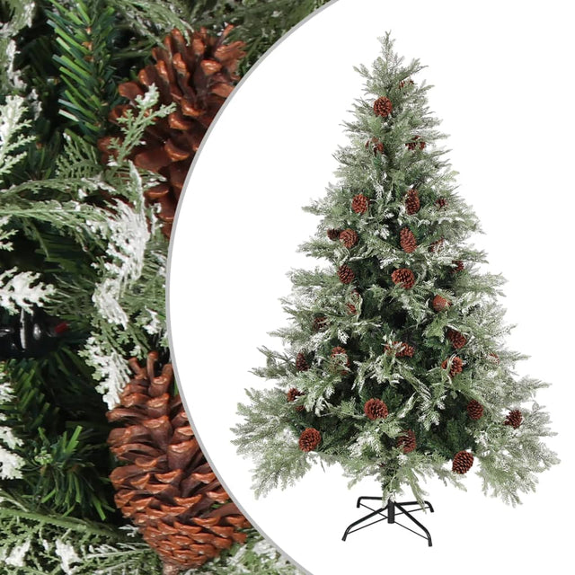 Kerstboom met dennenappels 150 cm PVC en PE groen en wit - AllerleiShop