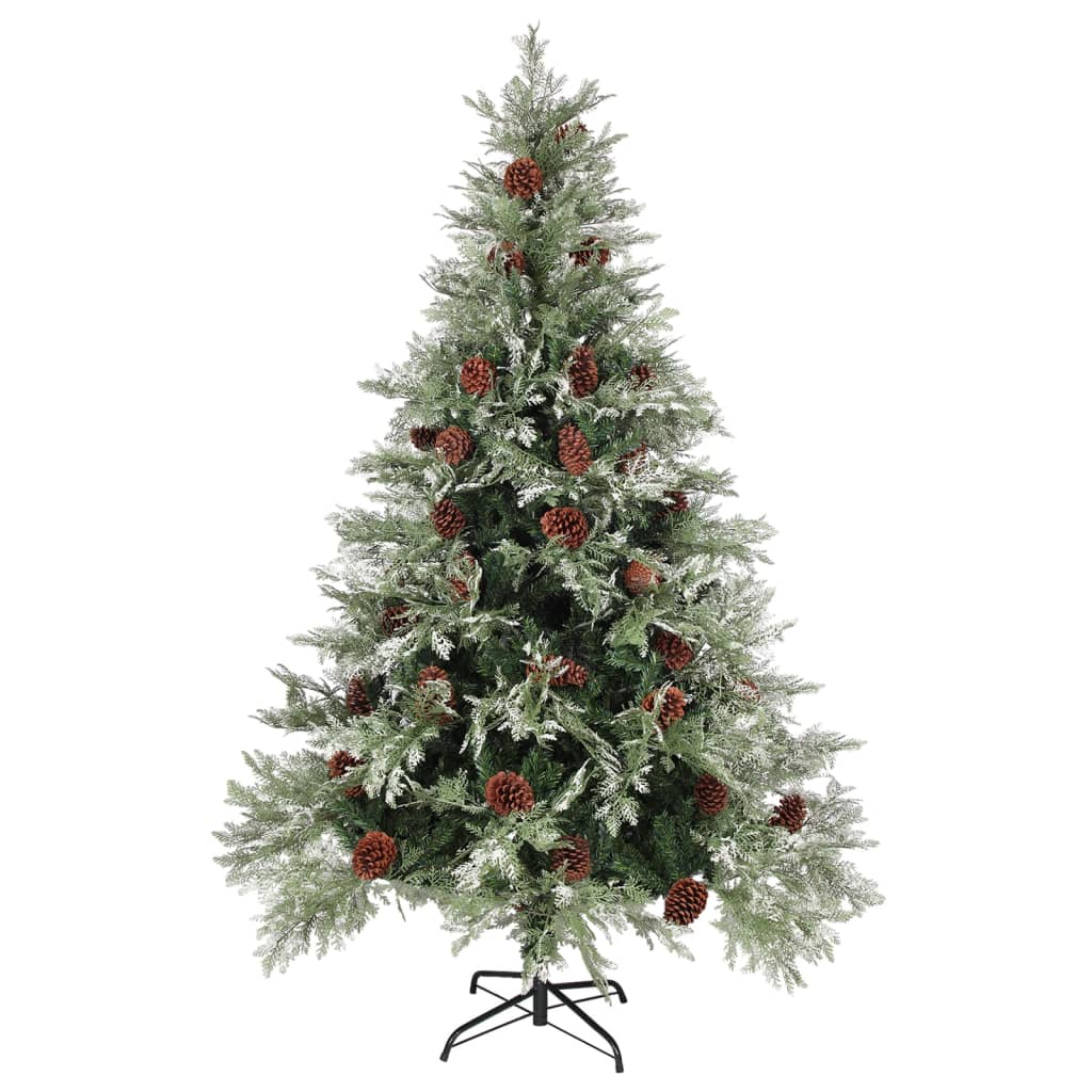 Kerstboom met dennenappels 150 cm PVC en PE groen en wit - AllerleiShop