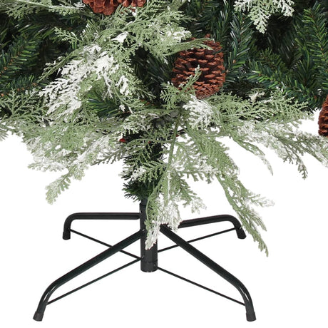 Kerstboom met dennenappels 150 cm PVC en PE groen en wit - AllerleiShop