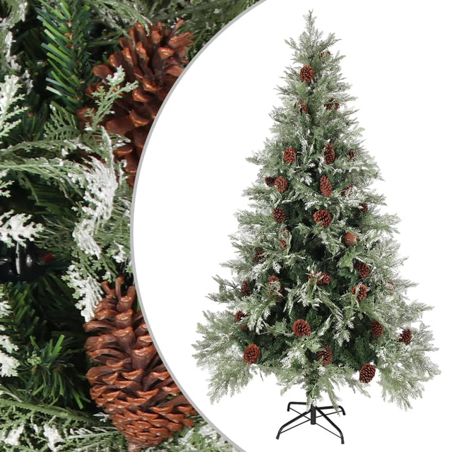 Kerstboom met dennenappels 195 cm PVC en PE groen en wit - AllerleiShop