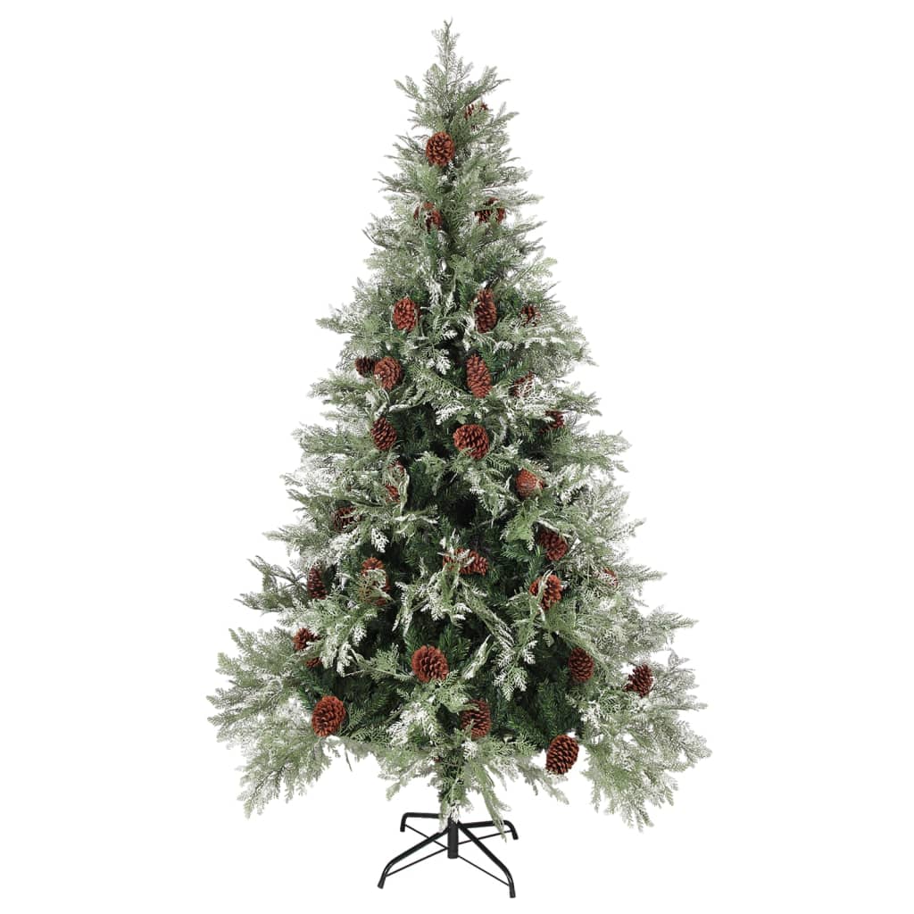 Kerstboom met dennenappels 195 cm PVC en PE groen en wit - AllerleiShop