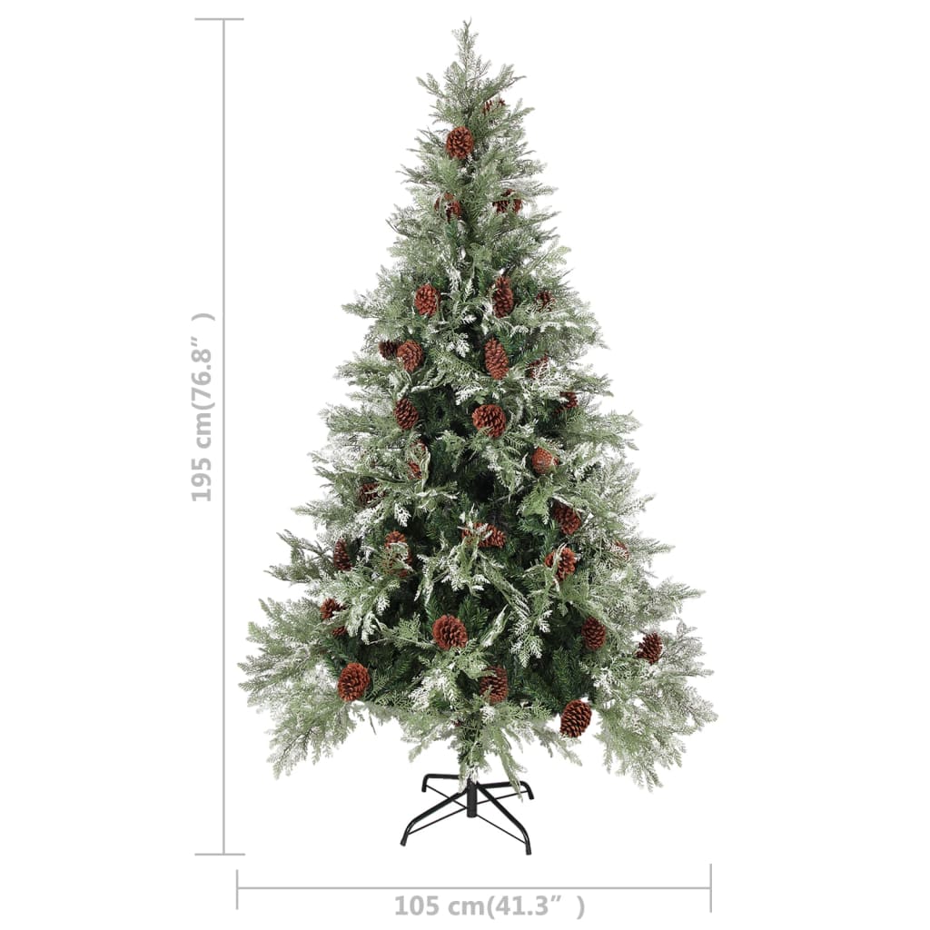 Kerstboom met dennenappels 195 cm PVC en PE groen en wit - AllerleiShop