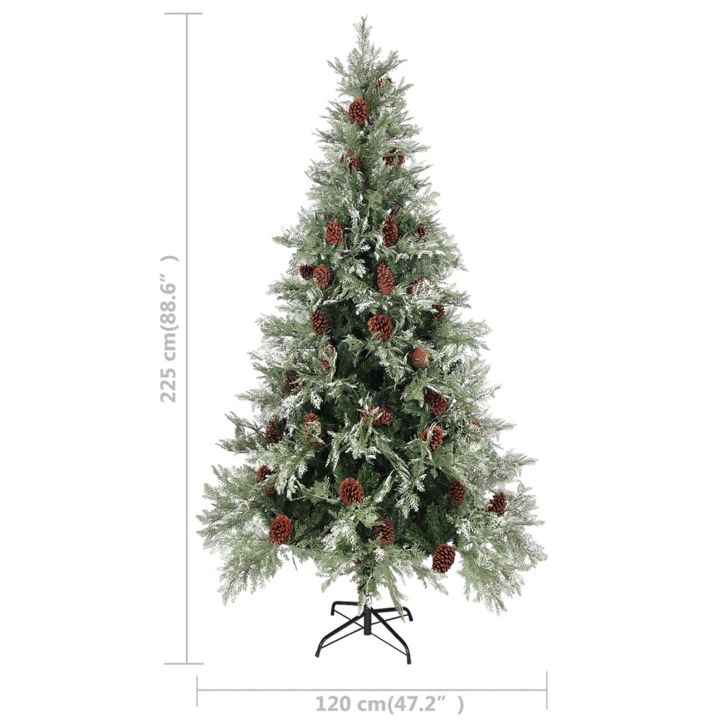 Kerstboom met dennenappels 225 cm PVC en PE groen en wit - AllerleiShop