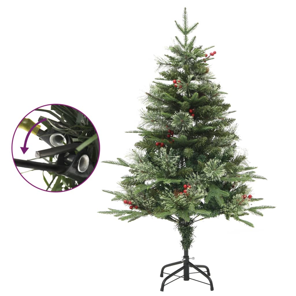 Kerstboom met LED en dennenappels 120 cm PVC en PE groen - AllerleiShop