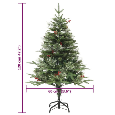 Kerstboom met LED en dennenappels 120 cm PVC en PE groen - AllerleiShop