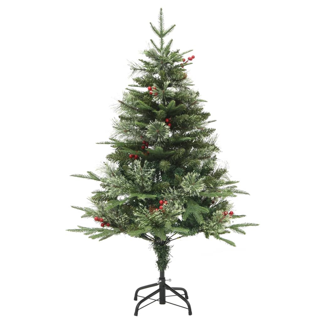 Kerstboom met LED en dennenappels 150 cm PVC en PE groen - AllerleiShop