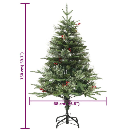 Kerstboom met LED en dennenappels 150 cm PVC en PE groen - AllerleiShop