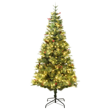 Kerstboom met LED en dennenappels 195 cm PVC en PE groen - AllerleiShop