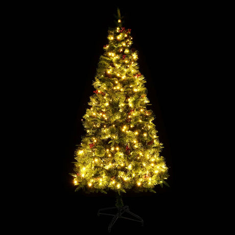 Kerstboom met LED en dennenappels 195 cm PVC en PE groen - AllerleiShop