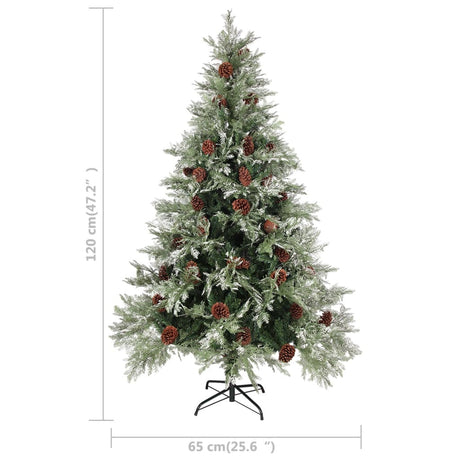 Kerstboom met LED en dennenappels 120 cm PVC en PE groen en wit - AllerleiShop