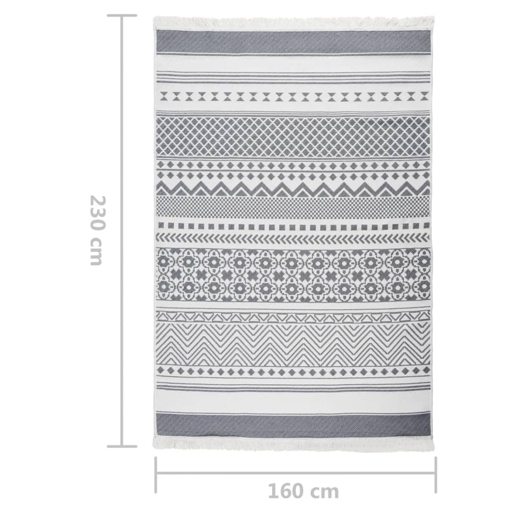 Vloerkleed 160x230 cm katoen grijs en wit - AllerleiShop