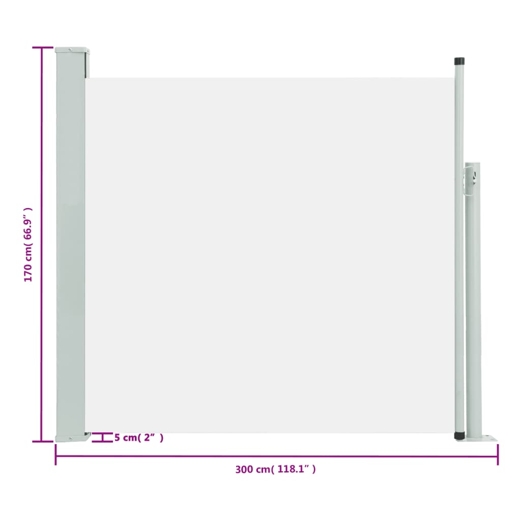 Tuinscherm uittrekbaar 170x300 cm crème