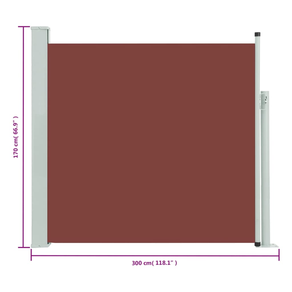 Tuinscherm uittrekbaar 170x300 cm bruin