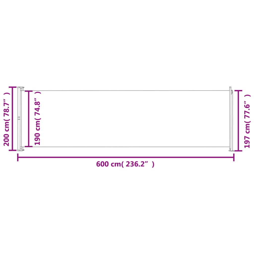 Tuinscherm uittrekbaar 200x600 cm rood