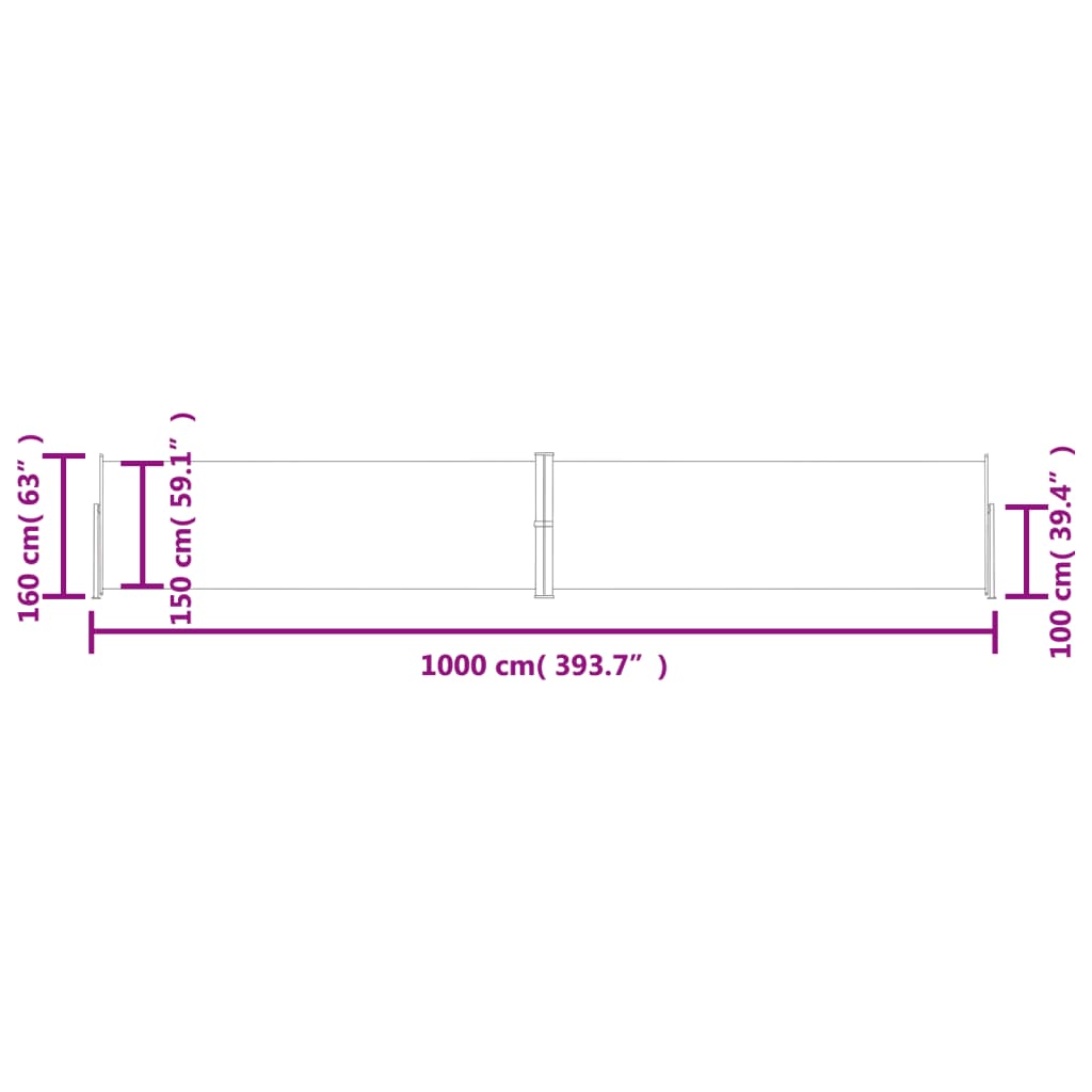 Windscherm uittrekbaar 160x1000 cm bruin