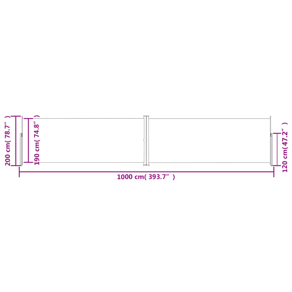 Windscherm uittrekbaar 200x1000 cm bruin