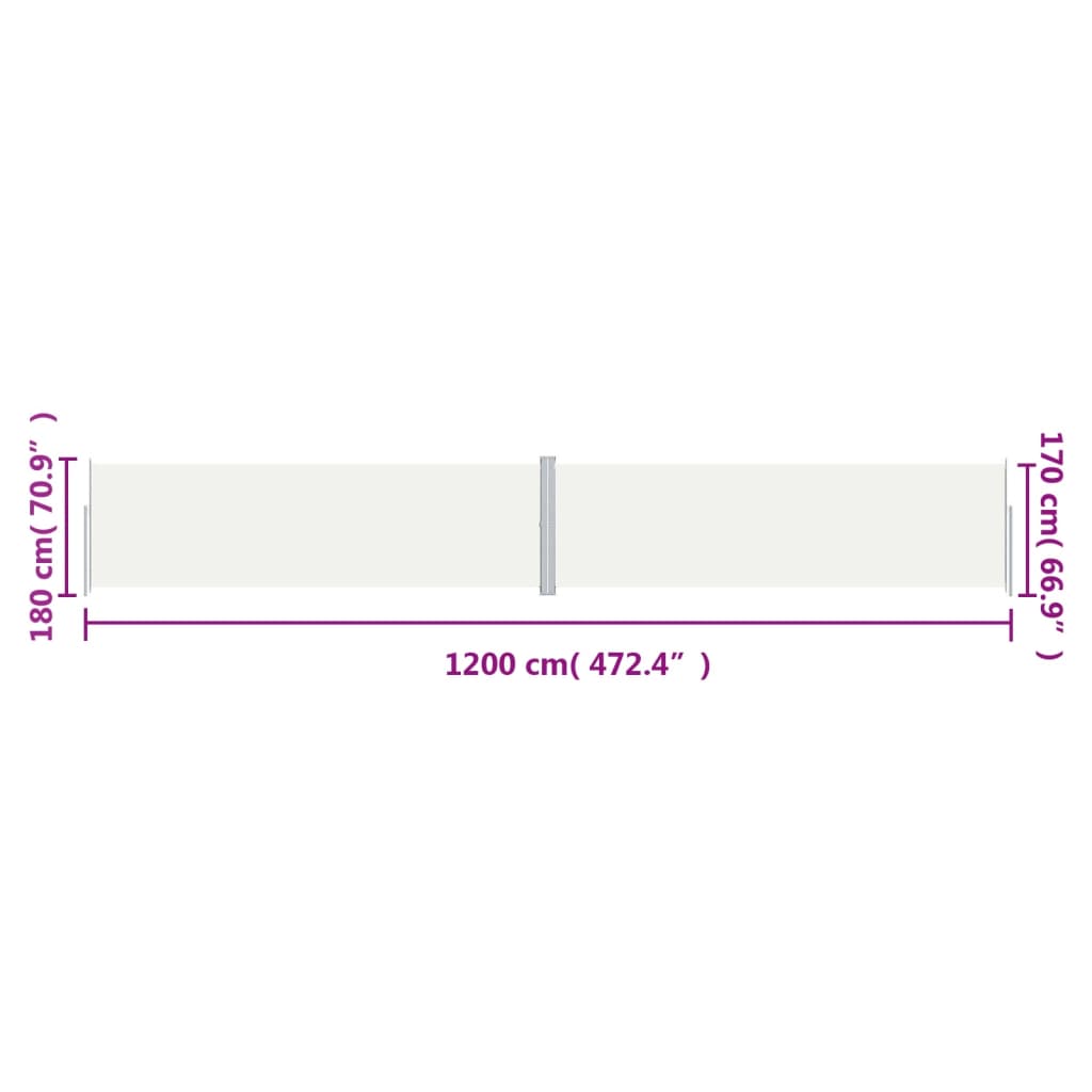 Windscherm uittrekbaar 180x1200 cm crèmekleurig