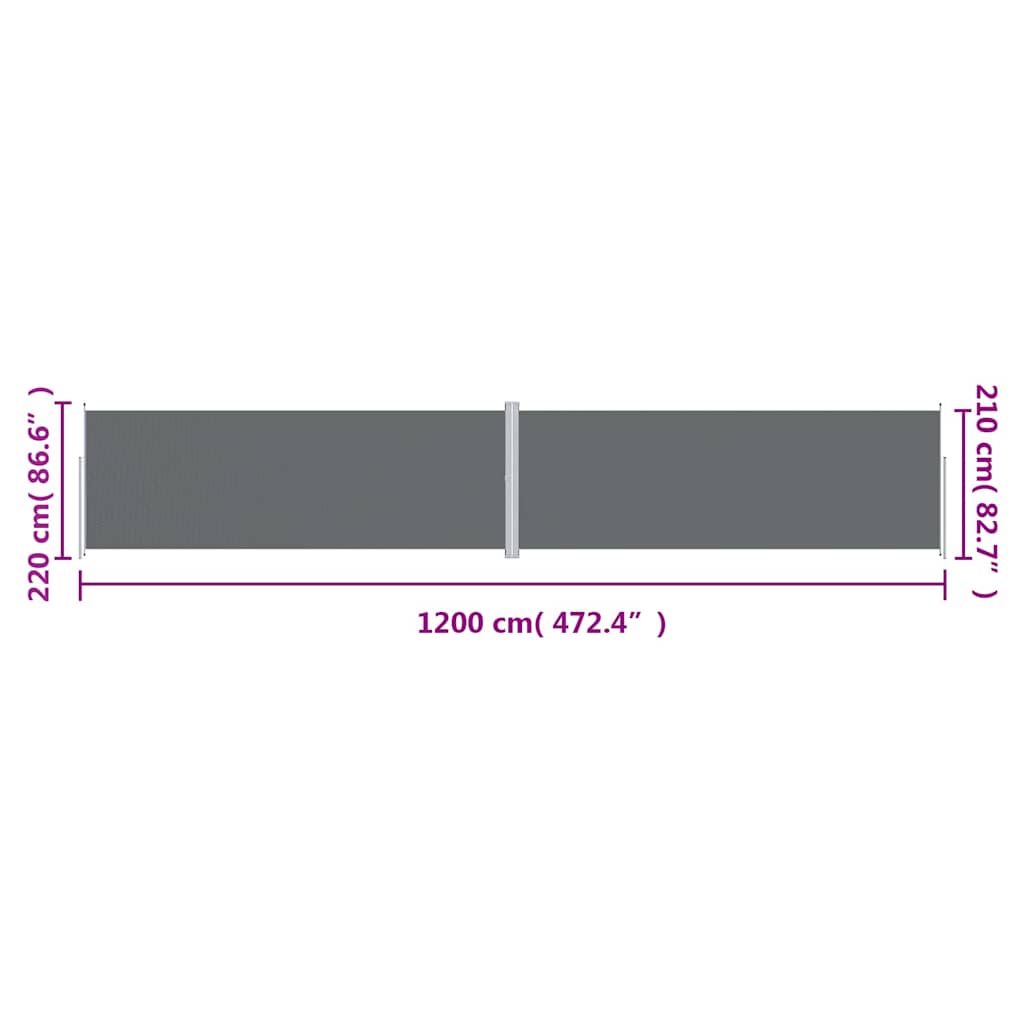 Windscherm uittrekbaar 220x1200 cm antracietkleurig