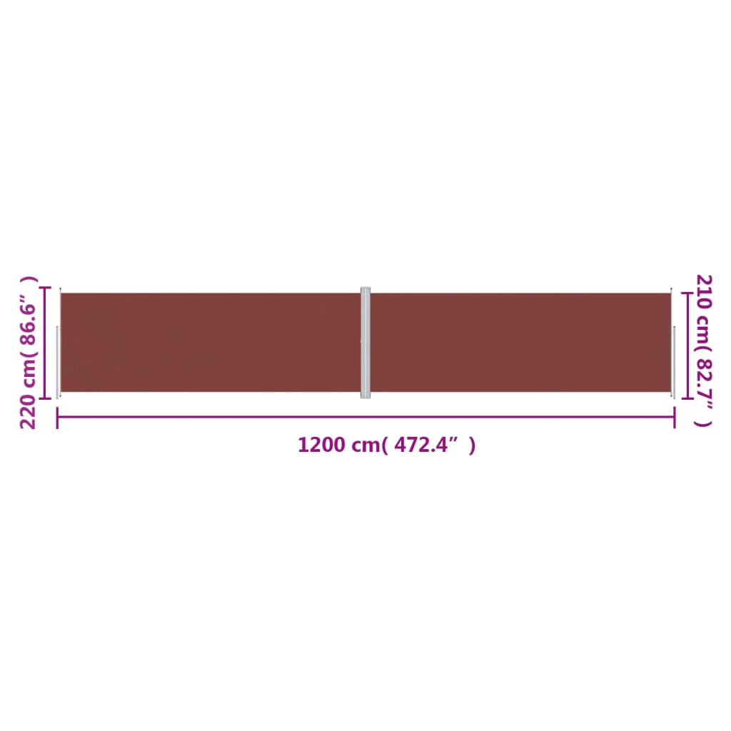 Windscherm uittrekbaar 220x1200 cm bruin