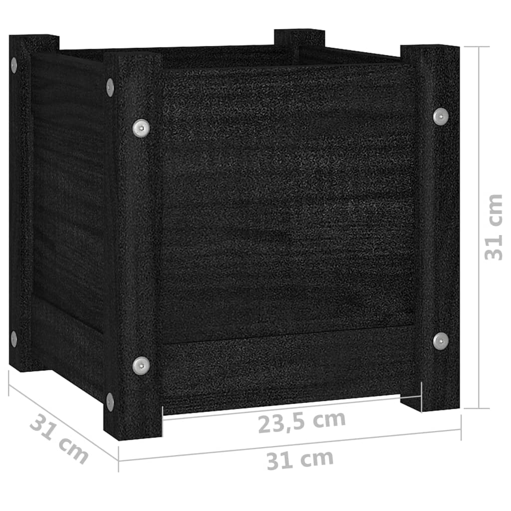 Plantenbak 31x31x31 cm massief grenenhout zwart - AllerleiShop