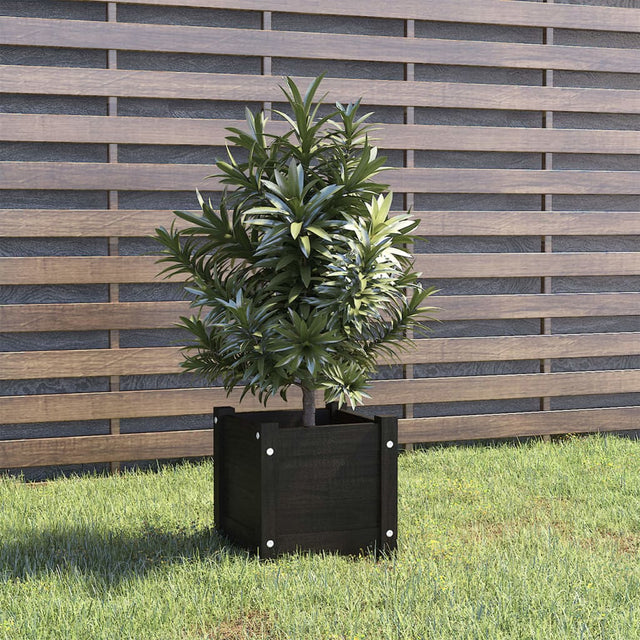 Plantenbak 31x31x31 cm massief grenenhout zwart - AllerleiShop