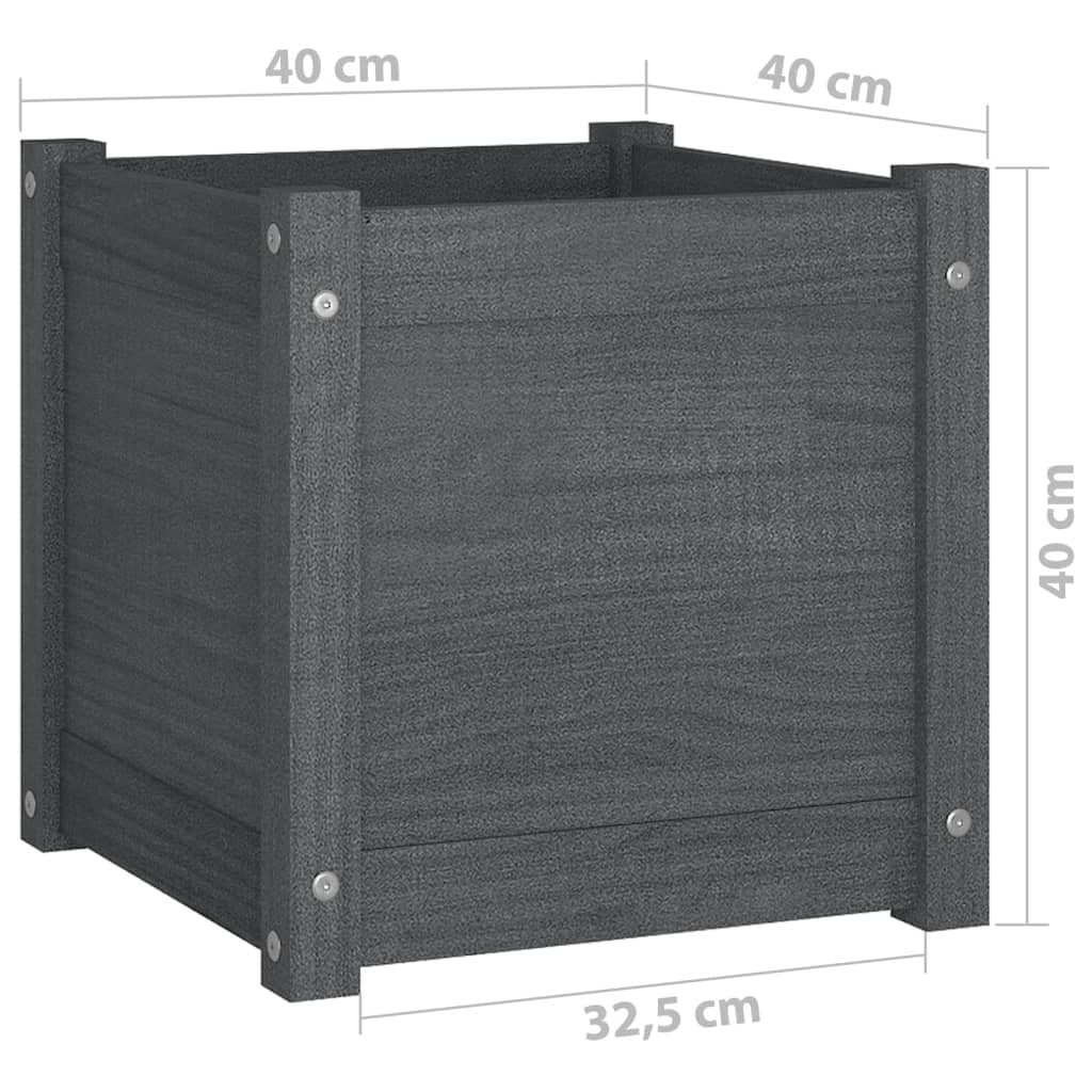 Plantenbak 40x40x40 cm massief grenenhout grijs - AllerleiShop