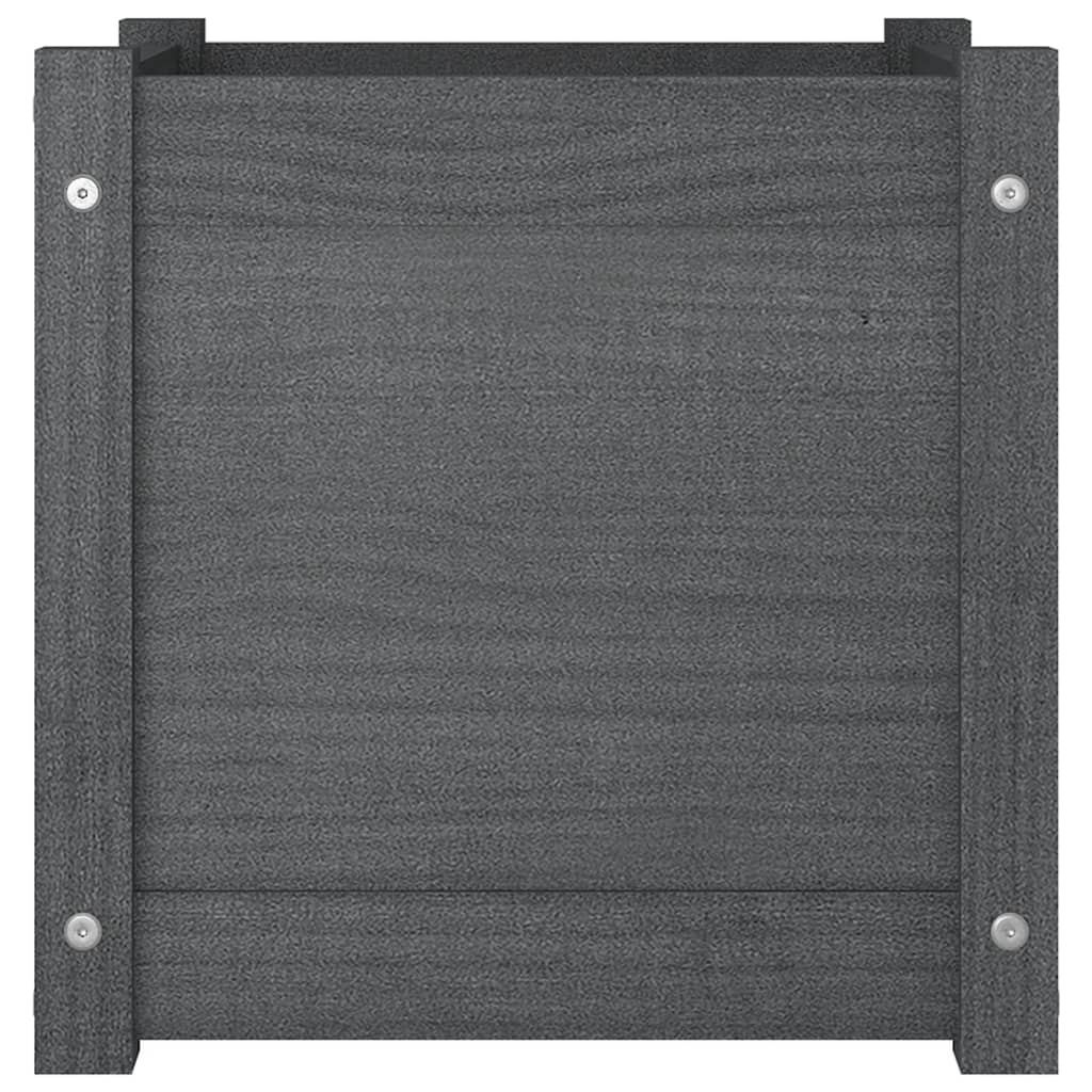 Plantenbakken 2 st 40x40x40 cm massief grenenhout grijs - AllerleiShop