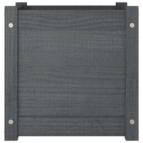 Plantenbakken 2 st 40x40x40 cm massief grenenhout grijs - AllerleiShop