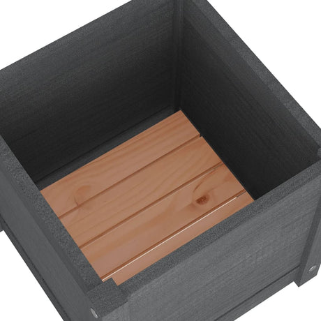 Plantenbakken 2 st 40x40x40 cm massief grenenhout grijs - AllerleiShop