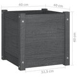 Plantenbakken 2 st 40x40x40 cm massief grenenhout grijs - AllerleiShop