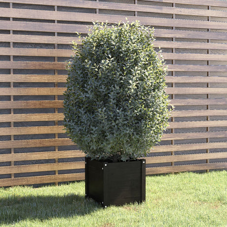 Plantenbak 40x40x40 cm massief grenenhout zwart - AllerleiShop