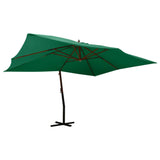 Zweefparasol met houten paal 400x300 cm groen