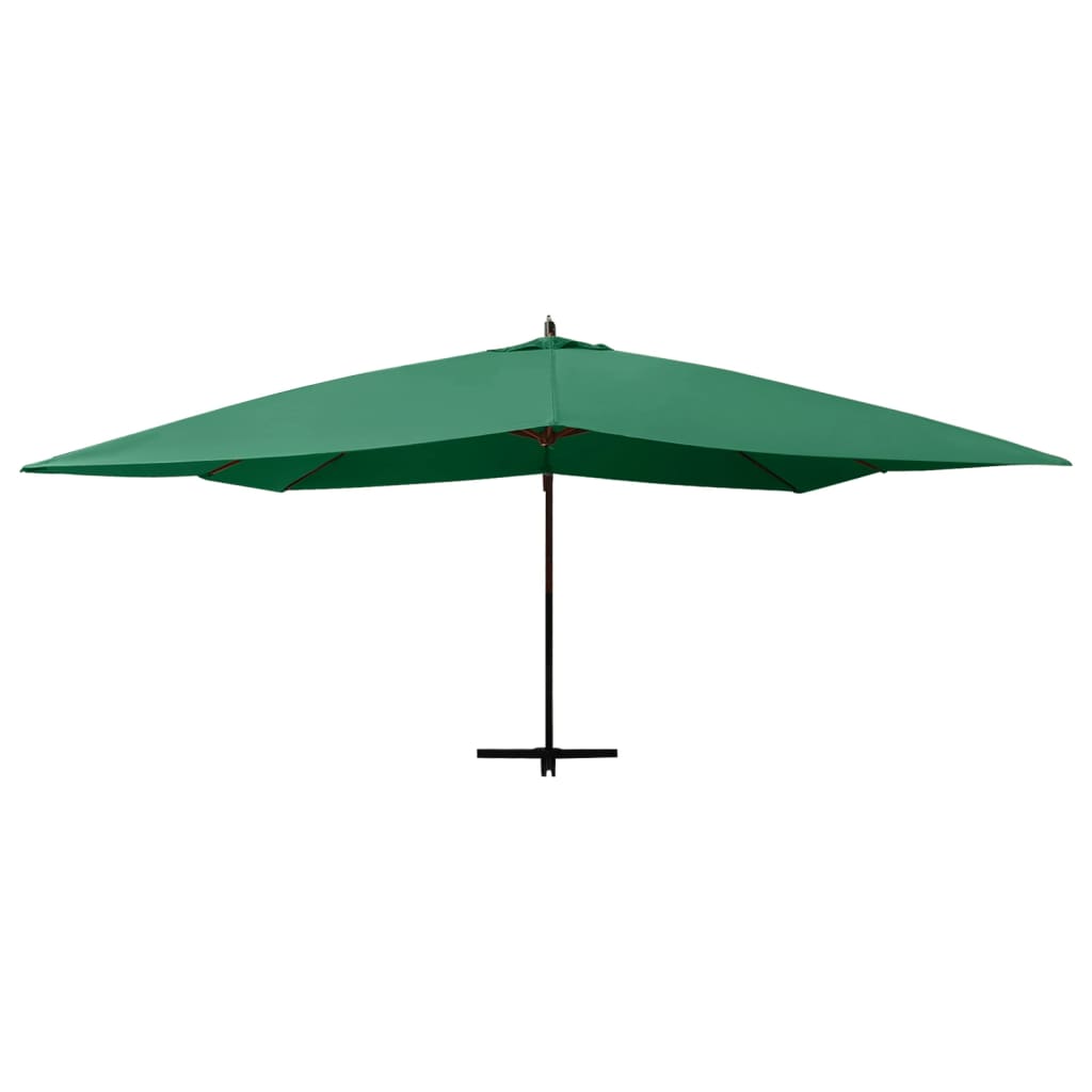 Zweefparasol met houten paal 400x300 cm groen