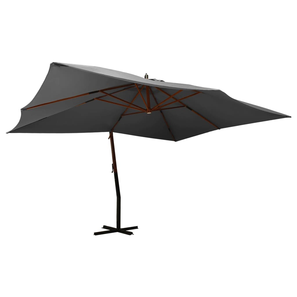 Zweefparasol met houten paal 400x300 cm antracietkleurig