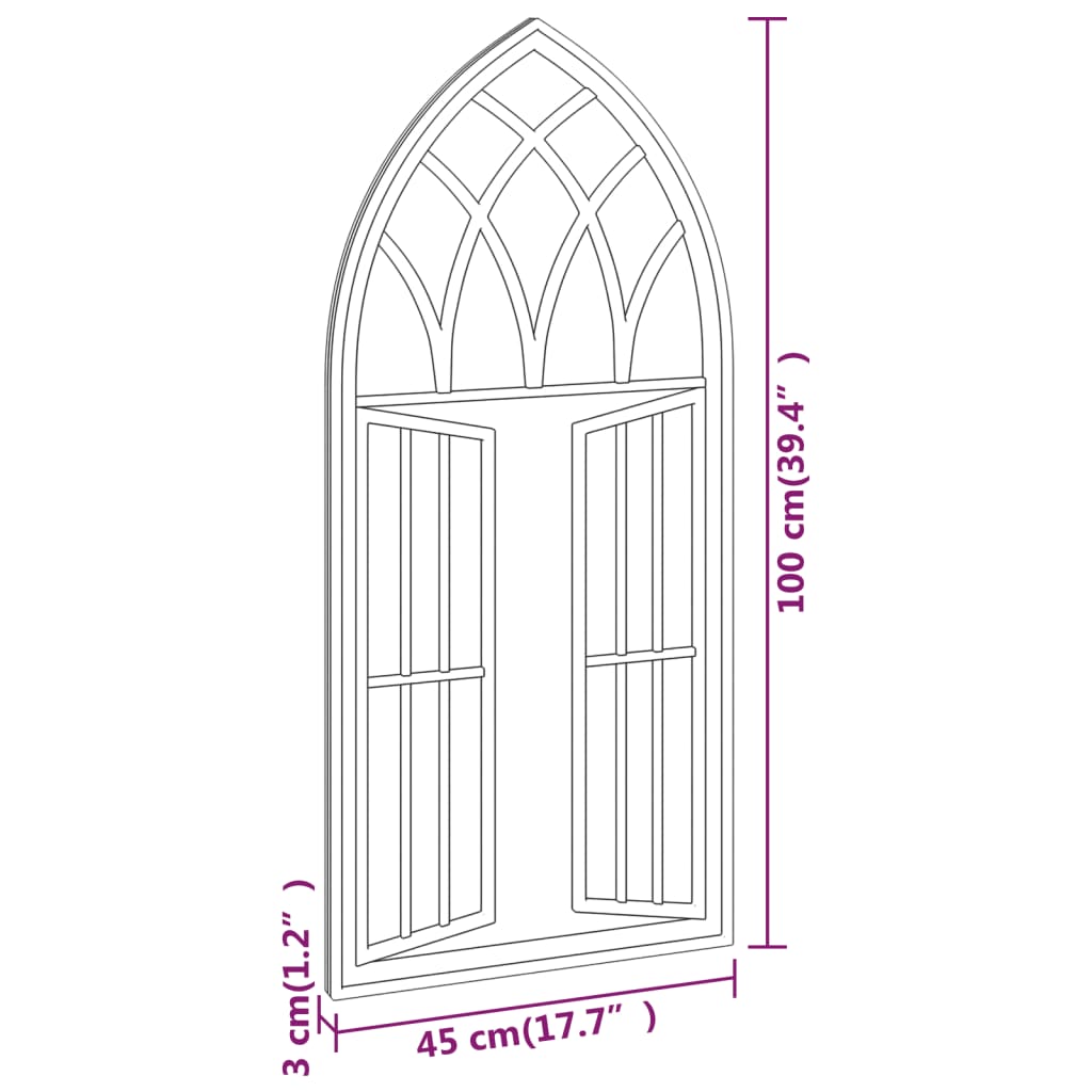 Spiegel 100x45 cm ijzer zwart - AllerleiShop