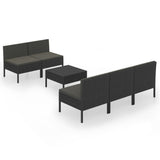 6-delige Loungeset met kussens poly rattan zwart - AllerleiShop