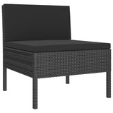 6-delige Loungeset met kussens poly rattan zwart - AllerleiShop