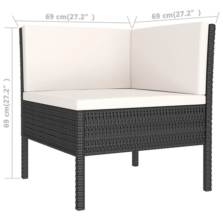 6-delige Loungeset met kussens poly rattan zwart - AllerleiShop