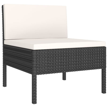 6-delige Loungeset met kussens poly rattan zwart - AllerleiShop
