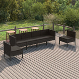 6-delige Loungeset met kussens poly rattan zwart - AllerleiShop